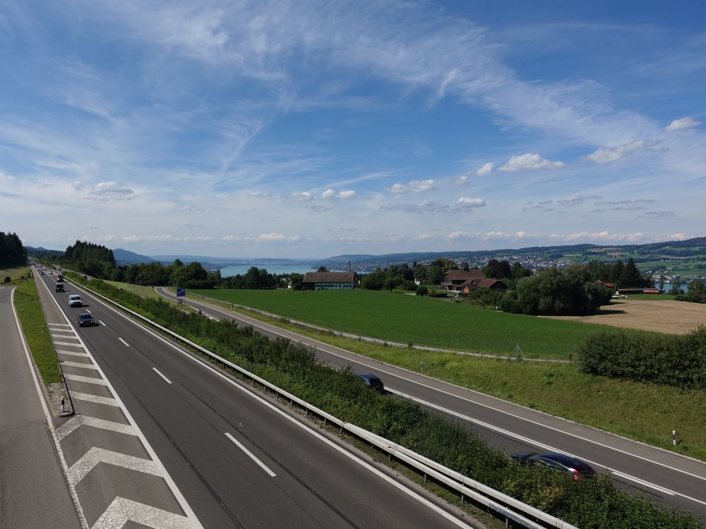 Autobahn und Zürichsee
