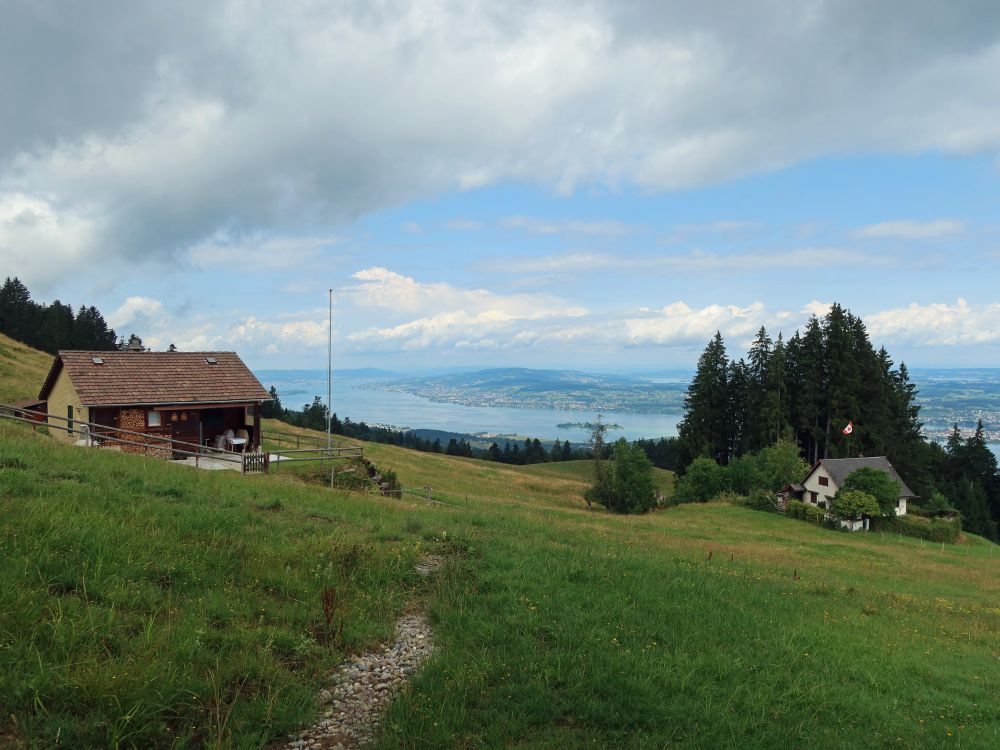 Hütten bei Waldeggli mit Zürichsee