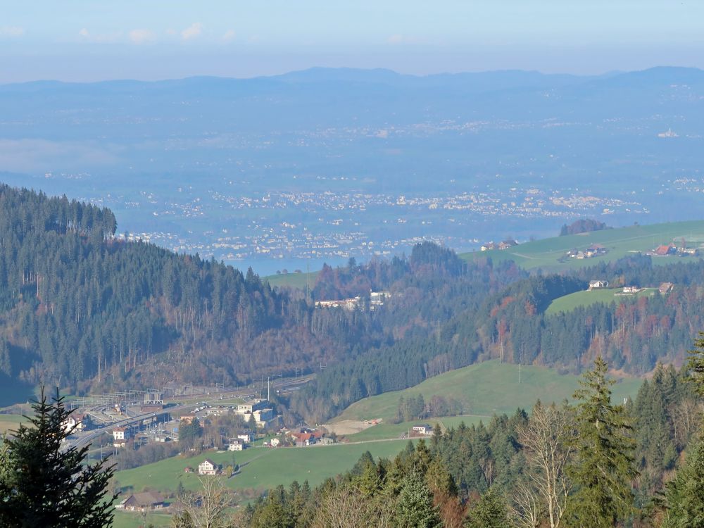 Biberbrugg und Zürichsee im Dunst