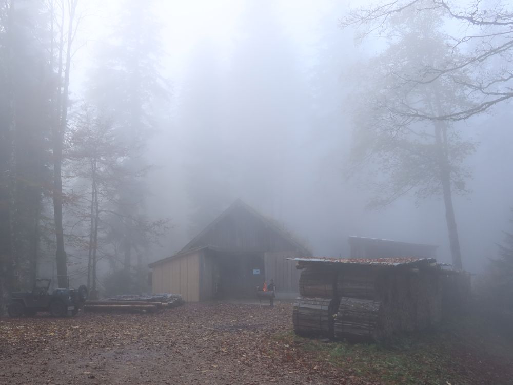 Grillfeuer im Nebel