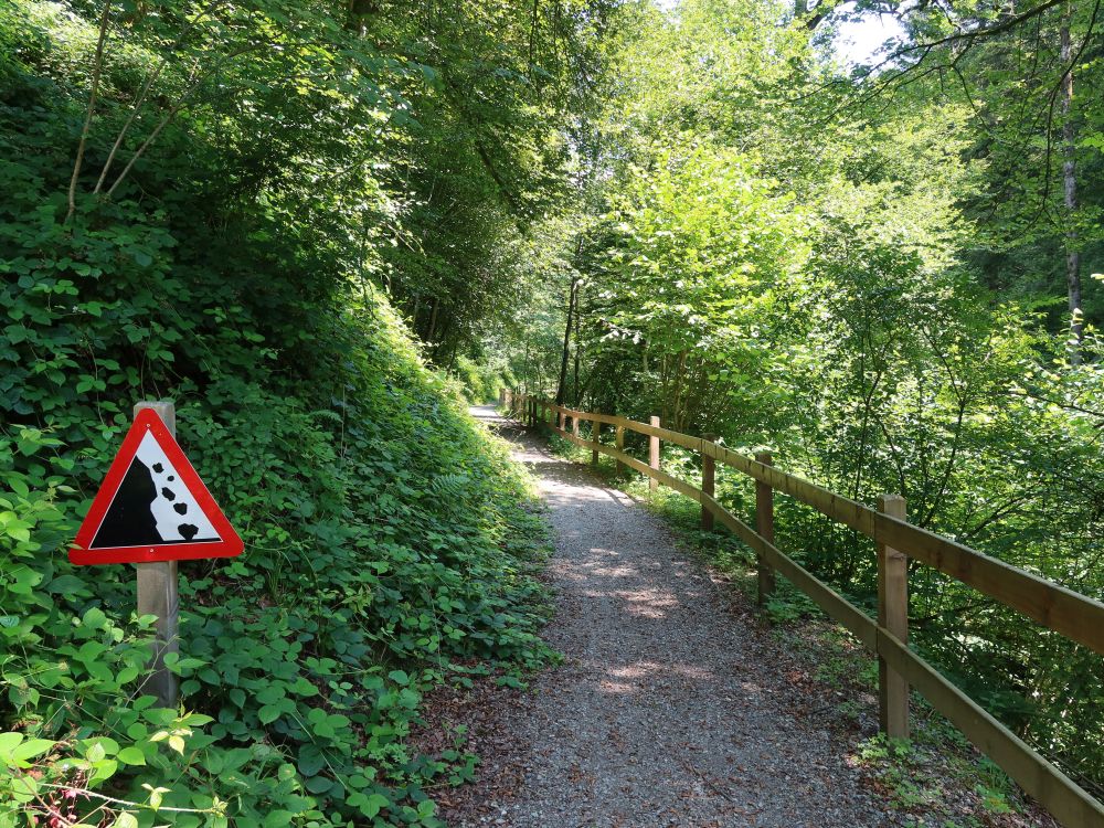 Warnschild vor Steinschlach