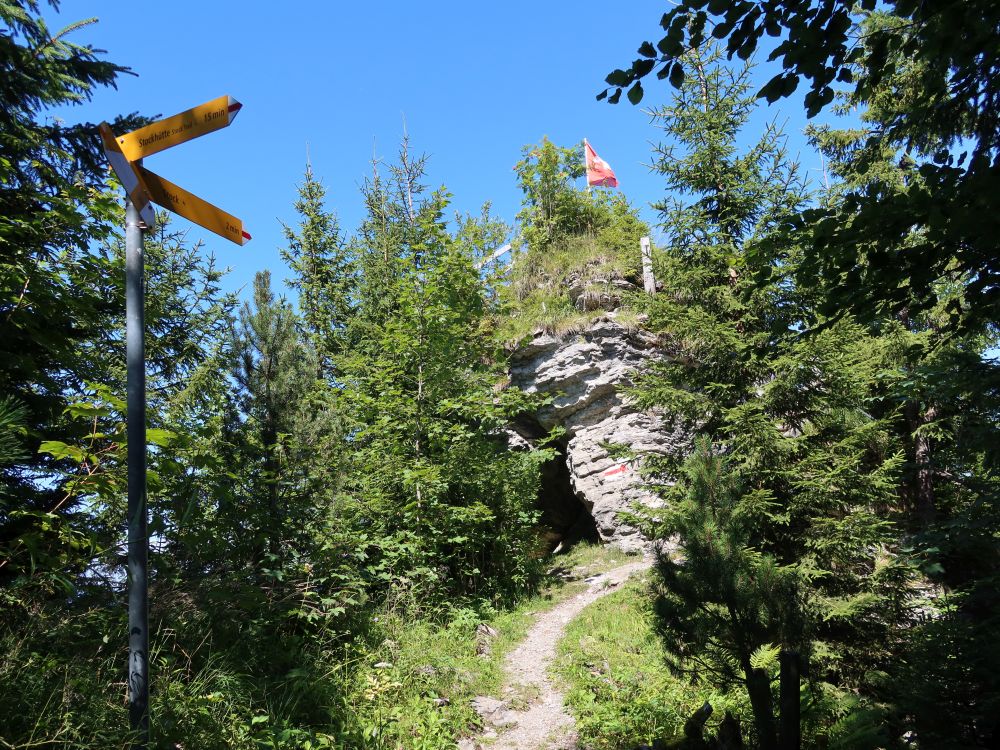 Blick zur Bergspitze Stock