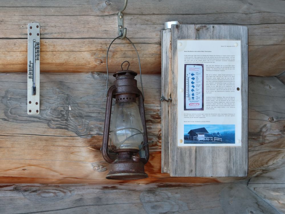 Thermometer und Petroleum Lampe