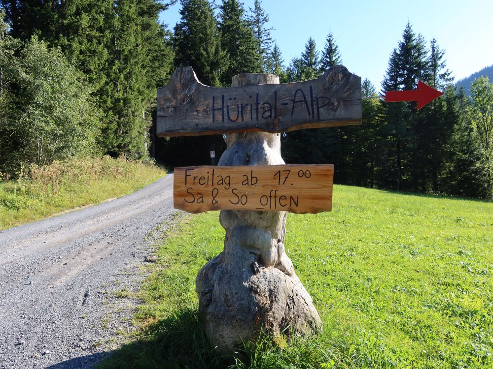 Wegweiser Hürital-Alp