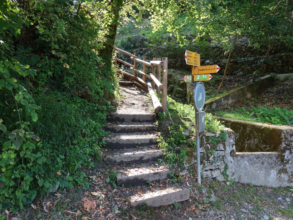 Treppe und Wanderwegweiser