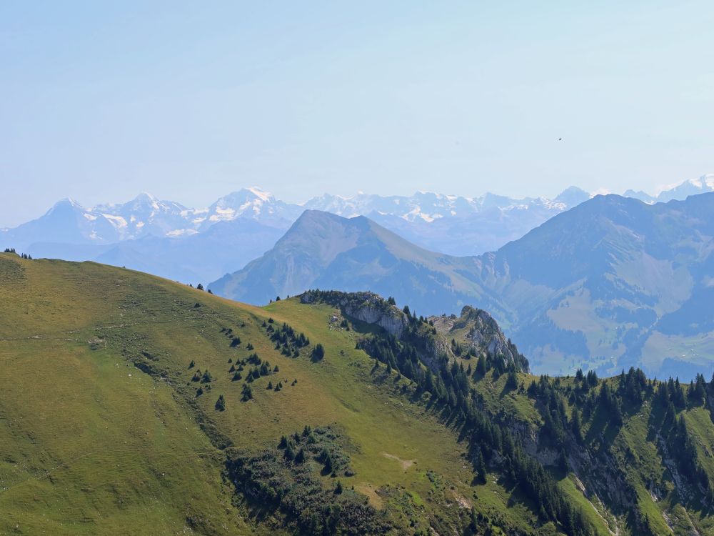 Niesen mit Eiger, Mönch und Jungfrau (li)