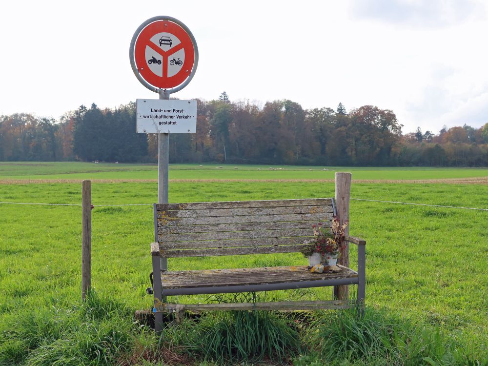 Sitzbank mit Verbotsschild