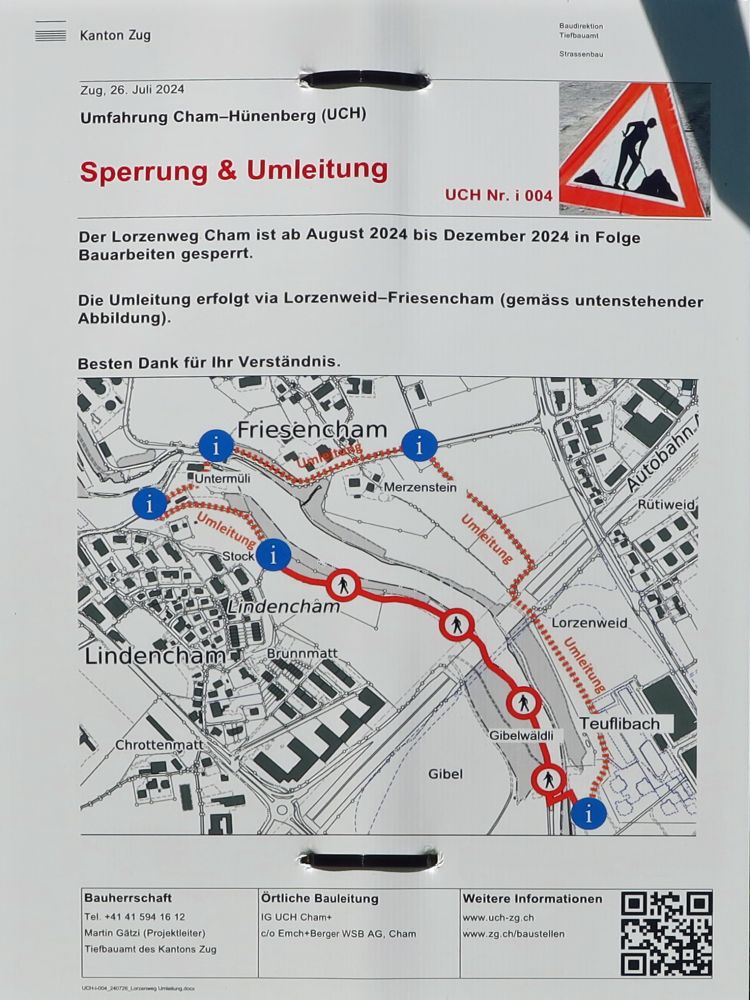 Wanderweg-Sperrung und Umlaitung