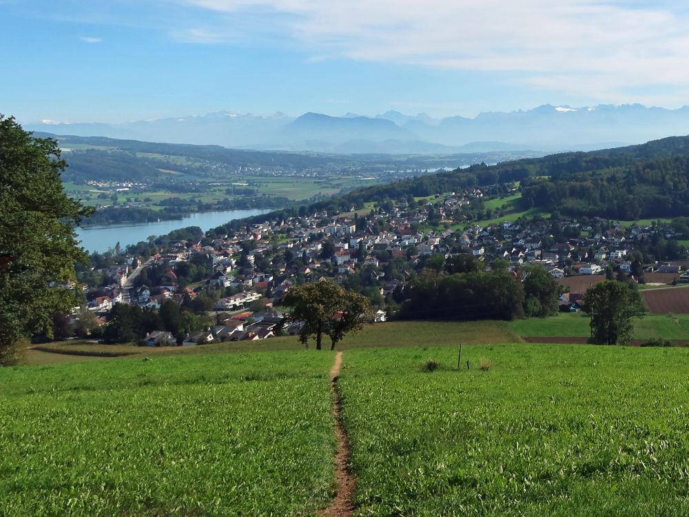 Blick von Stääliweid auf Beinwil, Hallwilersee und Rigi