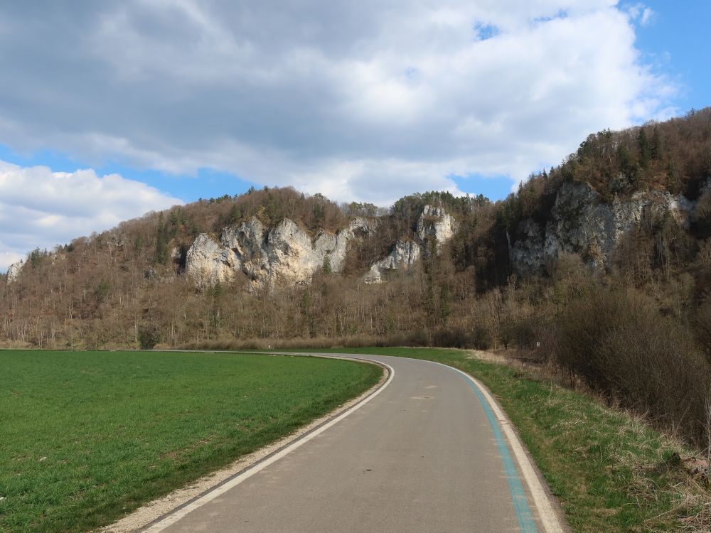 Donauradweg und Felswand