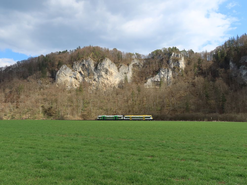 Eisenbahn unter Felswand