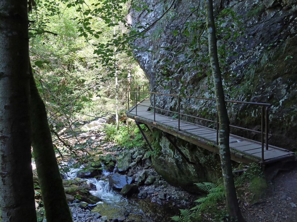 Holzsteg an der Felswand