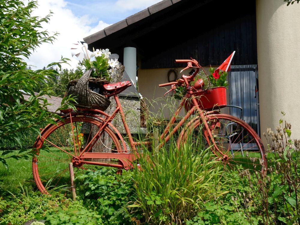 Fahrrad als Gartenschmuck