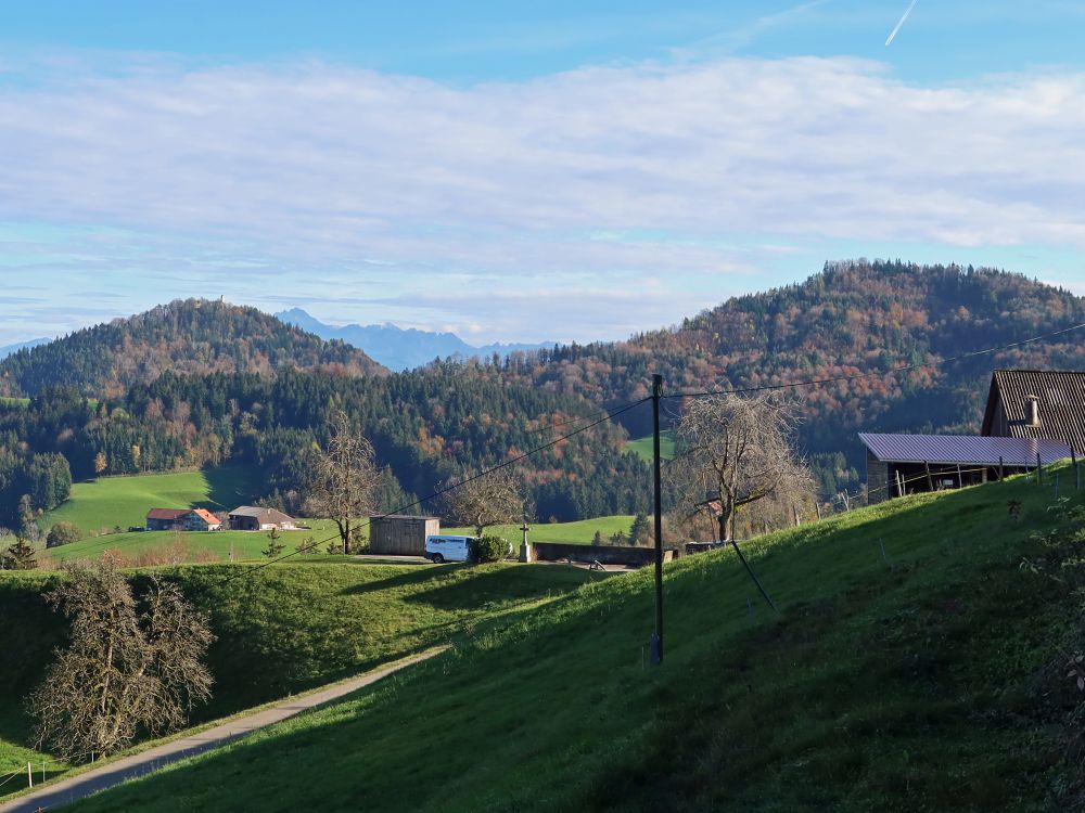 Kreuzhof mit Iddaburg und Säntis