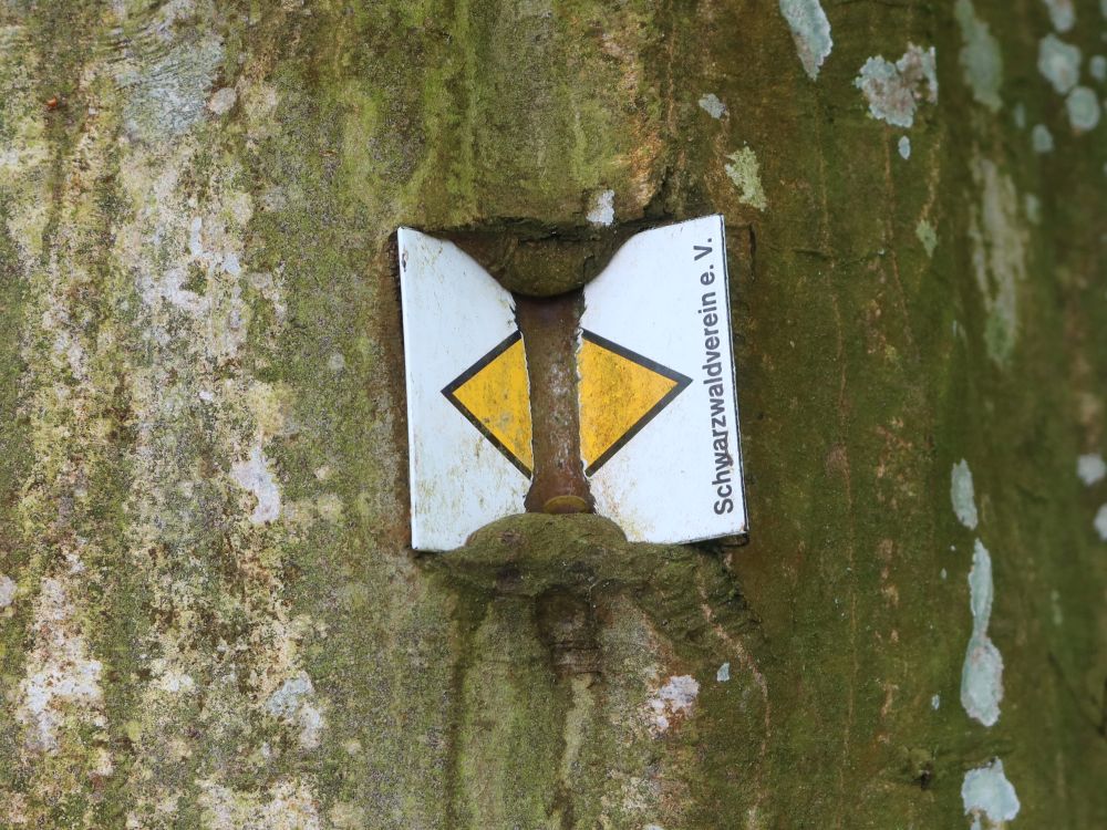 eingewachsene Wegmarkierung