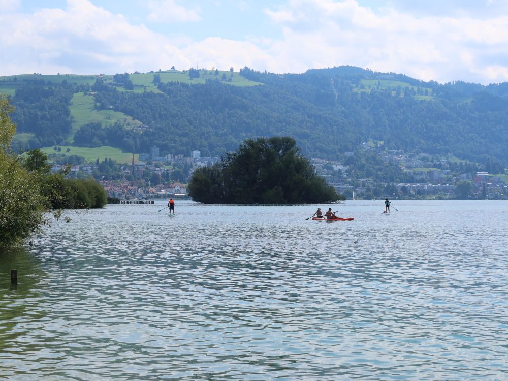 Wassersportler bei der Lorzeninsel